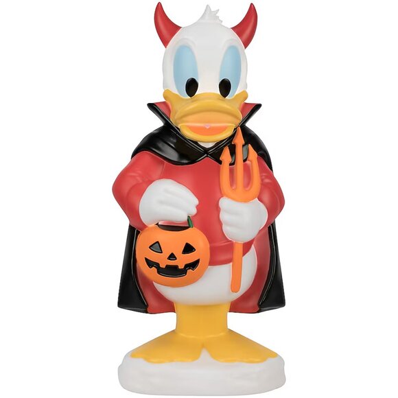 2' DISNEY DONALD DUCK IN DEVIL SUIT BLOW MOLD HALLOWEEN LIGHTED DECOR - Picture 2 of 6